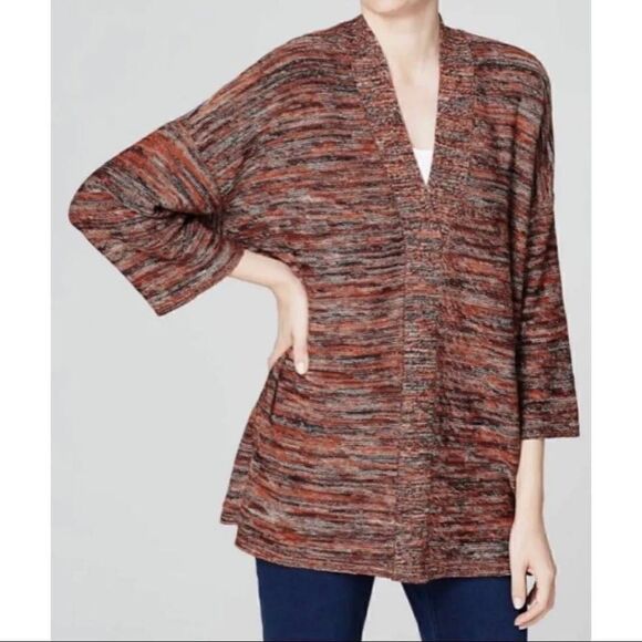 J.Jill Sweater Women Small Purejill Campari Marled Knit Red Black Oversize Boxy - Picture 2 of 13